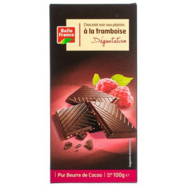 Chocolat noir pépites framboise 100g